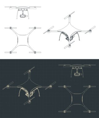 Quadrocopter planlarının biçimlendirilmiş vektör çizimi