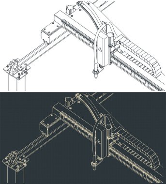 CNC plazma kesme makinesinin çizimlerinin biçimlendirilmiş vektör çizimi