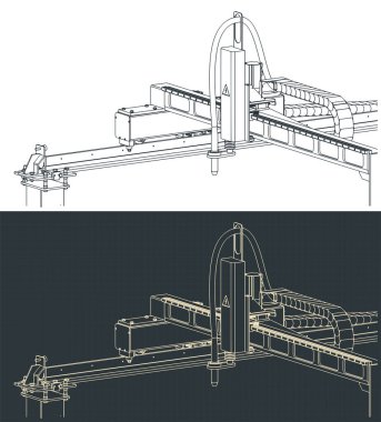 CNC plazma kesme makinesinin çizimlerinin biçimlendirilmiş vektör çizimi