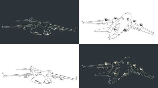 Illustrations Vectorielles Stylisées Aéronefs Lourds — Image vectorielle