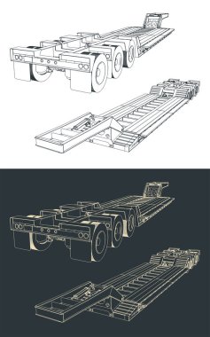 Düşük çocuk karavanının biçimlendirilmiş vektör çizimleri