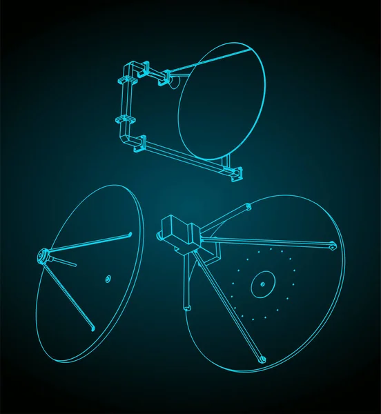 Stylizowane Ilustracje Wektorowe Rysunków Anten Parabolicznych — Wektor stockowy
