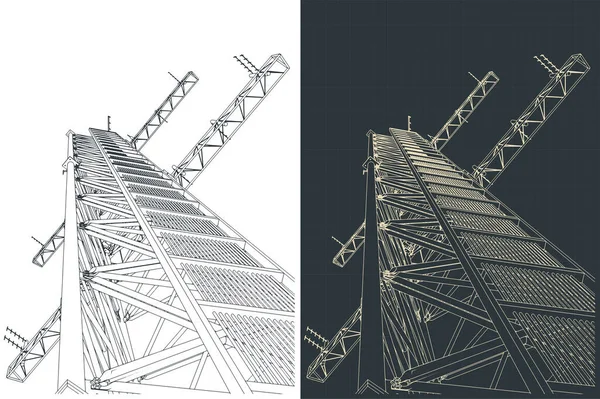 アンテナタワーの図面のスタイルベクトルイラスト — ストックベクタ