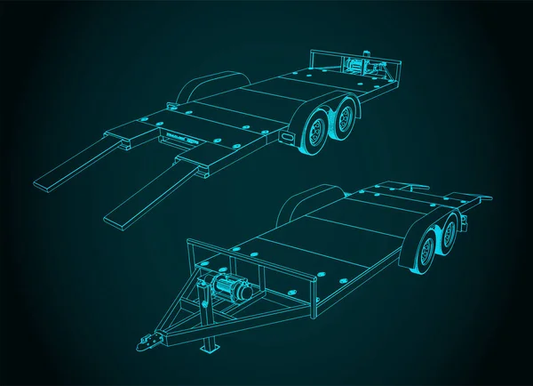 Illustration Vectorielle Stylisée Une Remorque Automobile — Image vectorielle