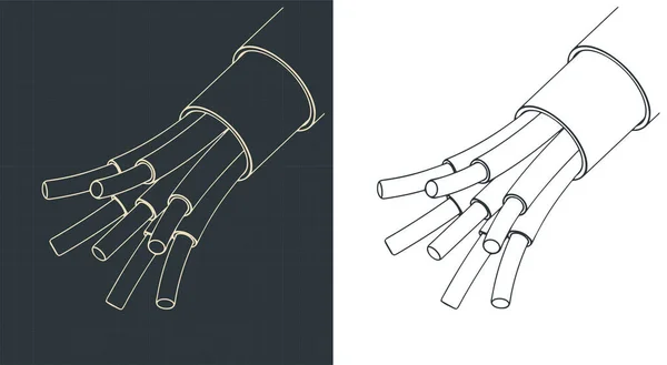 Ilustraciones Vectoriales Estilizadas Dibujos Isométricos Estructura Cable Eléctrico — Vector de stock