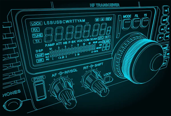 Stilisierte Vektorillustrationen Des Transceivers Aus Nächster Nähe — Stockvektor