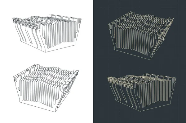Στυλιζαρισμένη Διανυσματική Απεικόνιση Σχεδίων Παθητικού Ψύκτη Cpu — Διανυσματικό Αρχείο
