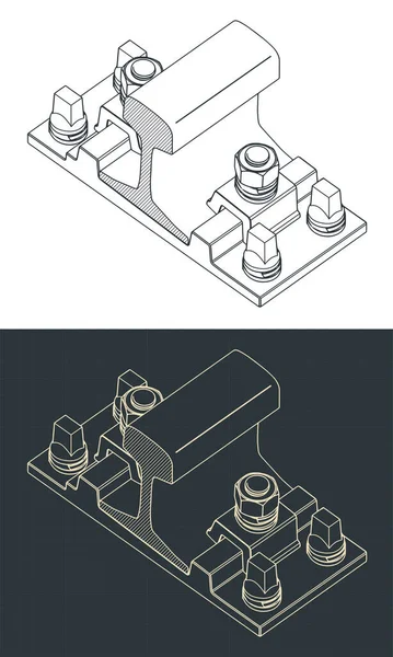 Stylized Vector Illustrations Isometric Drawings Clamp Rail Fastening System — Stock Vector