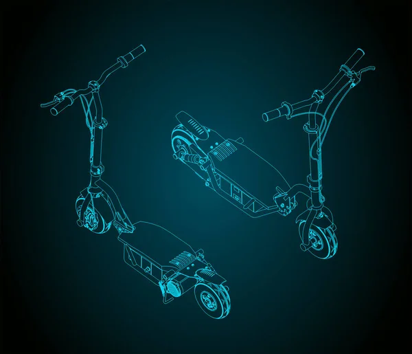 Ilustraciones Vectoriales Estilizadas Planos Isométricos Scooter Delétrico — Archivo Imágenes Vectoriales