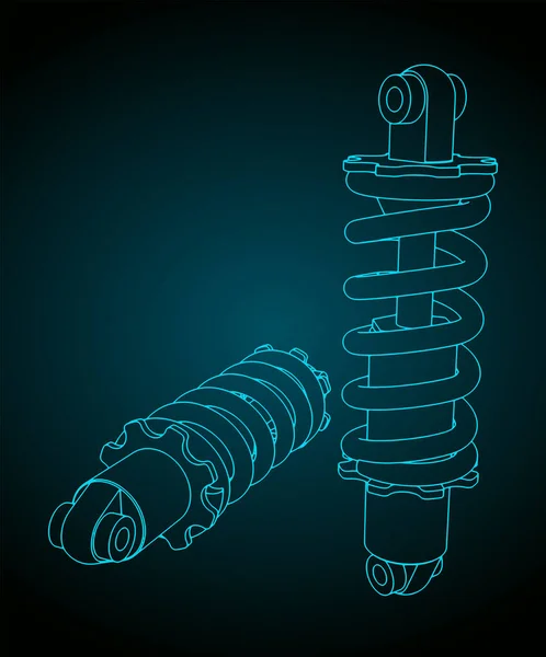 Stilisierte Vektorillustration Der Zeichnungen Des Hinteren Schwingendämpfers — Stockvektor