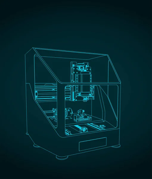 Stylized Vector Illustration Cnc Milling Machine — Vetor de Stock