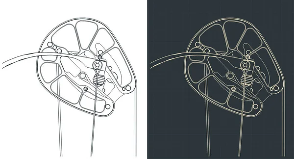 化合物弓カムの設計図のスタイルベクトルイラスト — ストックベクタ