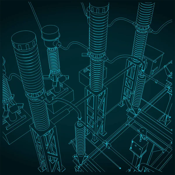 Stylized Vector Illustration Transformer Divide Voltage — Stockvector