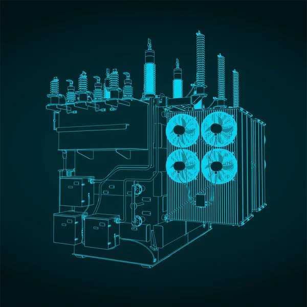 Stylized Vector Illustration Drawings Power Transformer — Stockvector