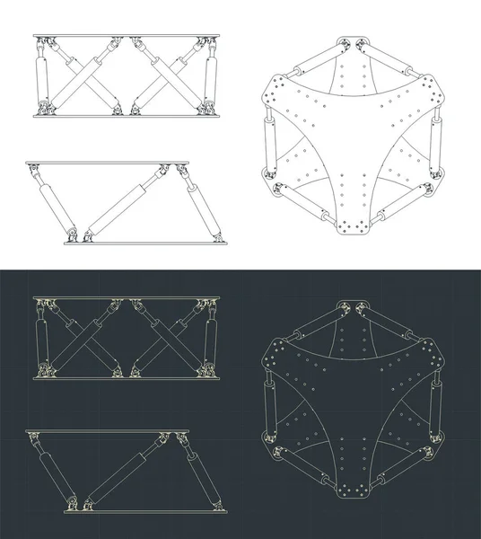 Stylized Vector Illustrations Blueprints Hexapod — Stock Vector