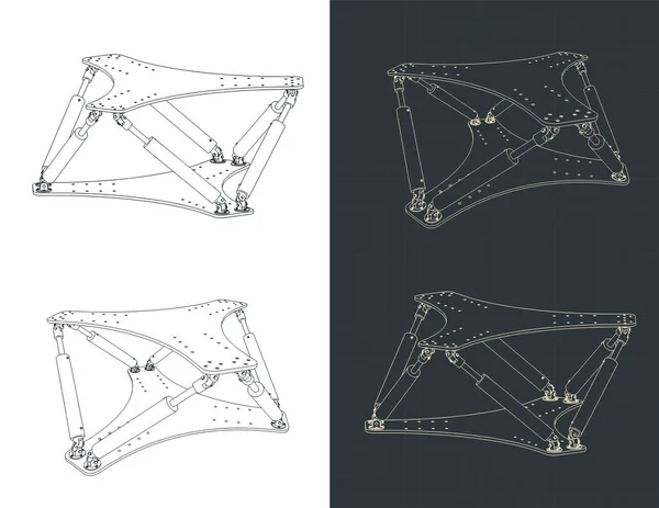 Stylized Vector Illustrations Isometric Blueprints Hexapod — Image vectorielle