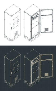 Yüksek voltaj dengeleyicisinin planlarının biçimlendirilmiş vektör çizimleri