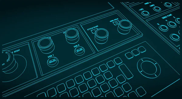 Stylizowane Wektorowe Ilustracje Panelu Sterowania Cnc Zbliżenie — Wektor stockowy