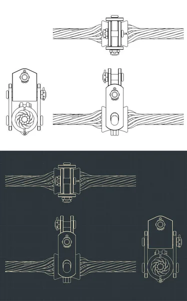 Ilustraciones Vectoriales Estilizadas Planos Abrazadera Suspensión Opgw — Vector de stock