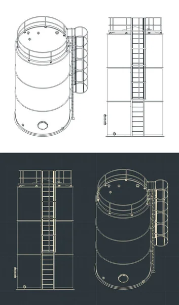 Стилізована Векторна Ілюстрація Креслень Накопичувального Резервуара — стоковий вектор