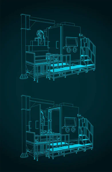 Gestileerde Vector Illustraties Van Auto Roterende Zandstraalmachine — Stockvector