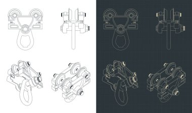 Tepe vinç tramvayı planlarının stilize edilmiş vektör çizimleri