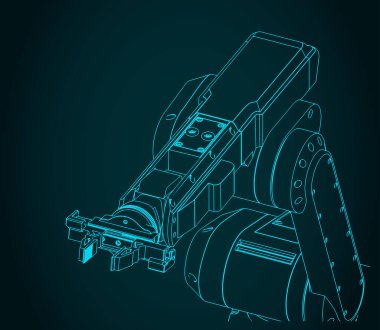 Robot kolun planının stilize edilmiş vektör çizimi