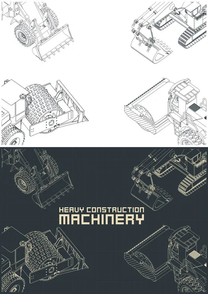 Stiliserad Vektor Illustration Sammansättningen Temat Tunga Byggmaskiner — Stock vektor