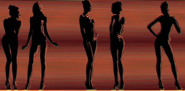 Стилізована Векторна Ілюстрація Силуетів Сексуальних Дівчат Різних Позах — стоковий вектор
