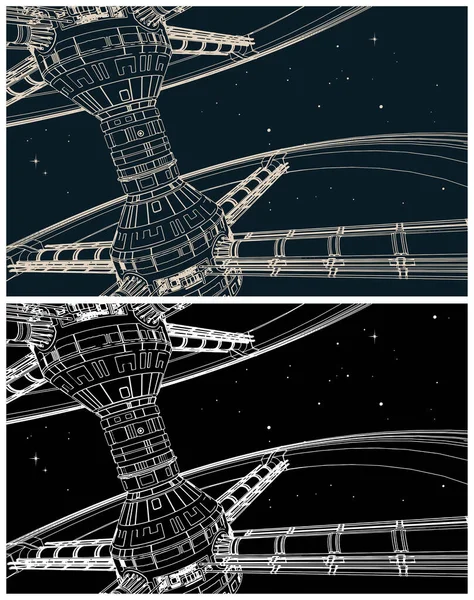 Stilisierte Vektorillustration Der Raumstation — Stockvektor