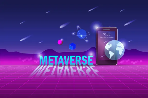 Metaverse Virtual Reality Und Augmented Reality Technologie Benutzeroberfläche Erlebnis Computergenerierte — Stockvektor