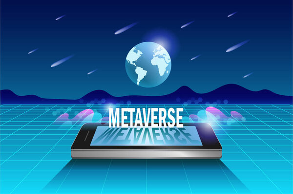 Metaverse Virtual Reality Augmented Reality Technology User Interface Experience Computer — Stock Vector