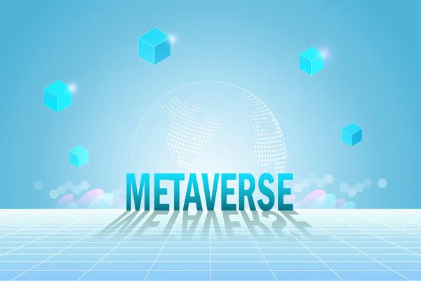 Metaverse Virtual Reality Augmented Reality Blockchain Technologie User Interface Ervaring — Stockvector