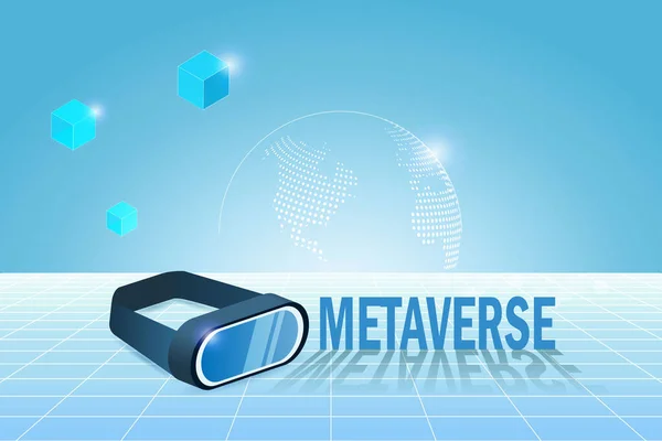 Metaverse Goggle Glass Virtual Reality Augmented Reality Blockchain Technology User — Stockvector