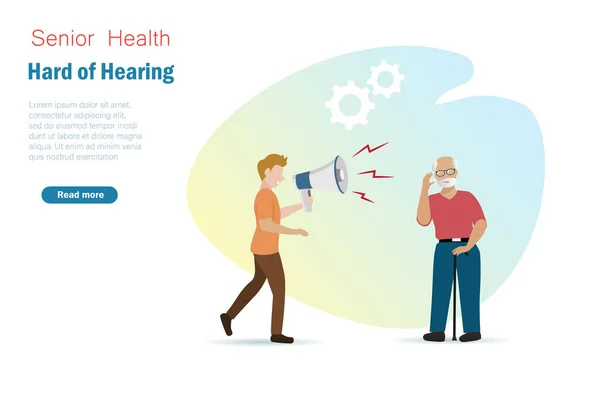 Senior Hard Hearing Disorder Elderly Listening Problem Health Care Concept — Stock vektor