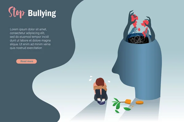 Pare Bullying Abuso Infantil Violência Escola Conceito Família Menino Adolescente — Vetor de Stock