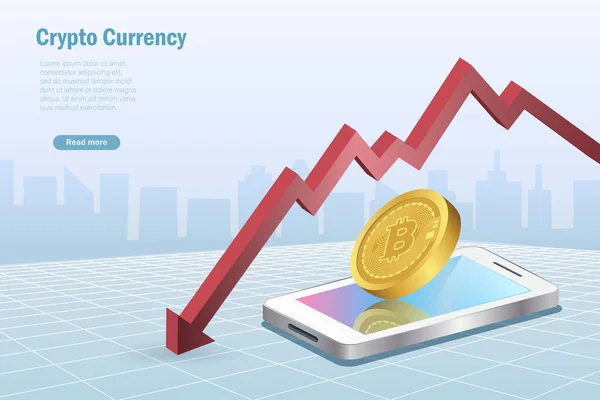 Bitcoin Criptomoneda Inversión Defi Concepto Finanzas Descentralizadas Bitcoin Con Gráfico — Archivo Imágenes Vectoriales