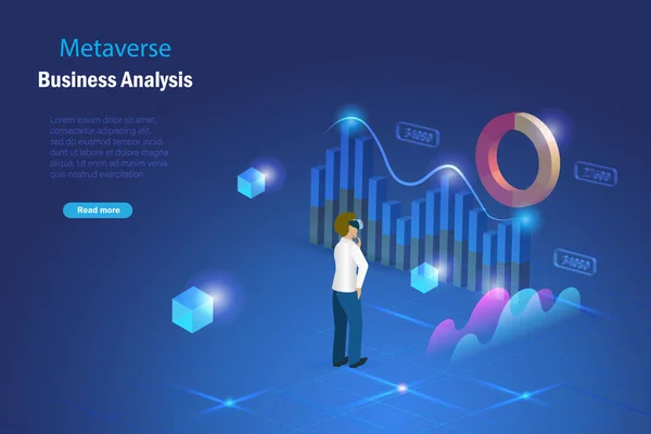 Metaverso Visualização Ambientes Trabalho Realidade Virtual Empresário Usar Análise Inteligente — Vetor de Stock