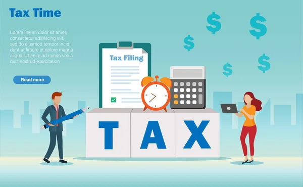 Income Tax Filing Tax Return Refund Financial Technology Concept Businessman — Vetor de Stock