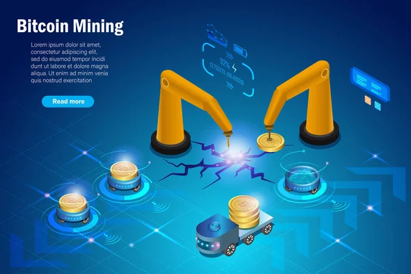 Bitcoin Mining Crypto Mining Rendering System Miners Engineering Team Excavator — Stock vektor