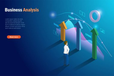 İşadamı, daha iyi bir çözüm bulmak için arayüz teknolojisinin sanal gerçeklik grafiğini analiz ediyor. İş planlaması, mali yatırım ve veri istatistik stratejisi.