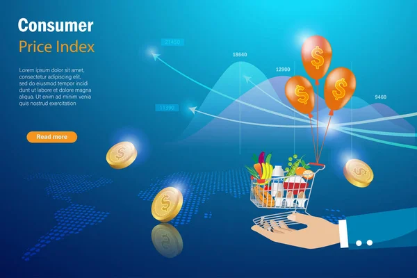 Ipc Índice Precios Consumidor Inflación Alimentos Concepto Escala Indicadores Económicos — Archivo Imágenes Vectoriales