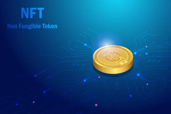 Nft Non Fungible Token Nft Crypto Coin Collectible Digital Art — Stock vektor