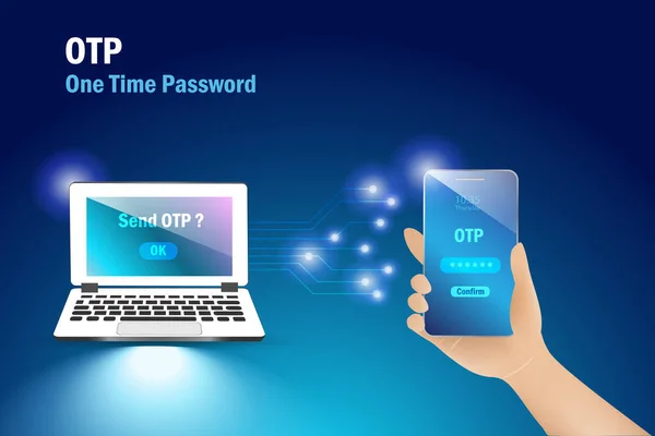 Otp One Time Password Two Factor Authentication Code Laptop Computer — Stok Vektör