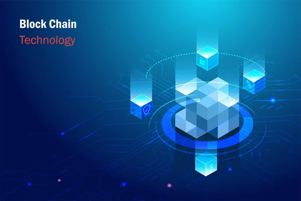 Block Chain Technology Connecting Digital Cube Big Data Online Exchange — Stok Vektör