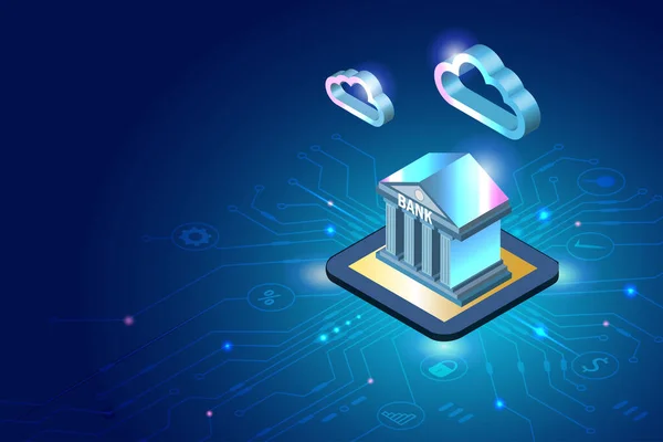 Digital Finance Banking Investment Service Microchip Cloud Computing Futuristic Background — Stok Vektör