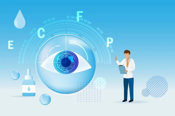 Ophthalmologist Doctor Diagnosis Check Patient Eyesight Ophthalmology Eye Sight Examination — Stockvektor