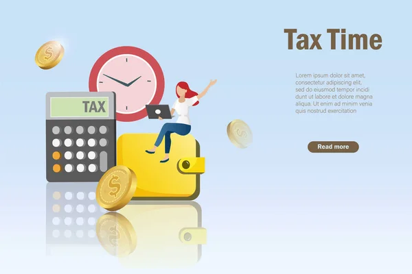 Vergi Zamanı Online Vergi Ödemesi Vergi Formunu Dolduran Mali Gelir — Stok Vektör