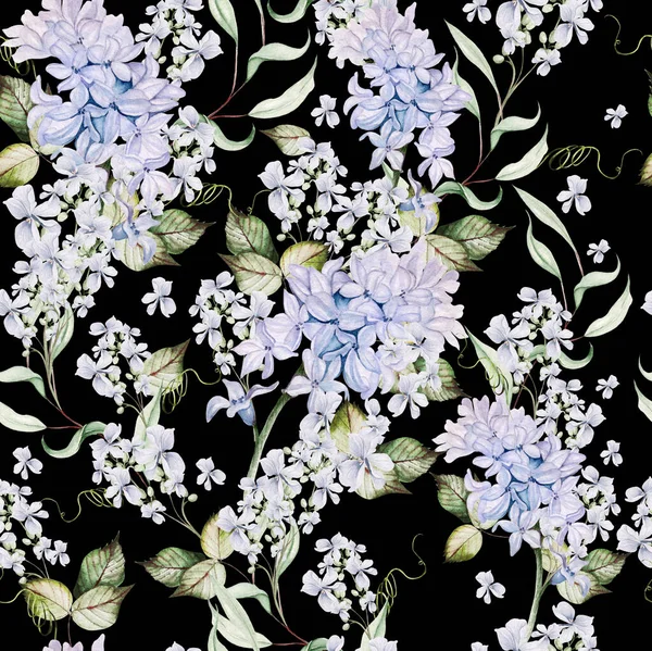 Belle Aquarelle Tendre Motif Sans Couture Avec Différentes Fleurs Jacinthe — Photo