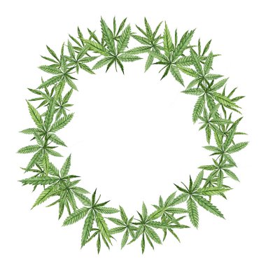 Farklı kenevirlerle suluboya güzel bir çelenk. Görüntü